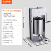 Load image into Gallery viewer, SucceBuy Manual Sausage Stuffer 7 L / 15 LBS Vertical Food-Grade 304 Stainless Steel for Home Kitchen Restaurant 23.2lbs - AMOCART
