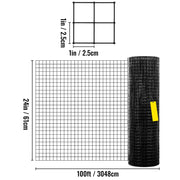 Load image into Gallery viewer, SucceBuy Welded Wire Fence Vinyl Coated Chicken Rabbit Mesh 1"x1" 16 Gauge 24"x50'/24"x100'/36"x50' Black Hardware Cloth &amp; Mesh
