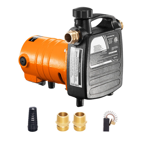 Amocart Cast Iron Water Transfer Pump 115V AC 1600GPH 1/2HP Portable for Garden, Rain Barrel, Pond, Hot Tub, Aquarium Draining