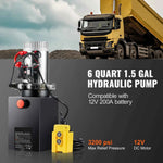 Amocart Hydraulic Pump 4-20 Quart Dump Trailer Pump Double Acting Dump Trailer Pump DC 12V Hydraulic Power Unit for Car Lifting