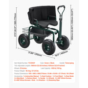 Load image into Gallery viewer, Amocart Garden Scooter with Seat 2in1 Rolling Garden Cart w/ Storage Bin Supports up to 227lbs Outdoor Wagon w/ Handle for Yard
