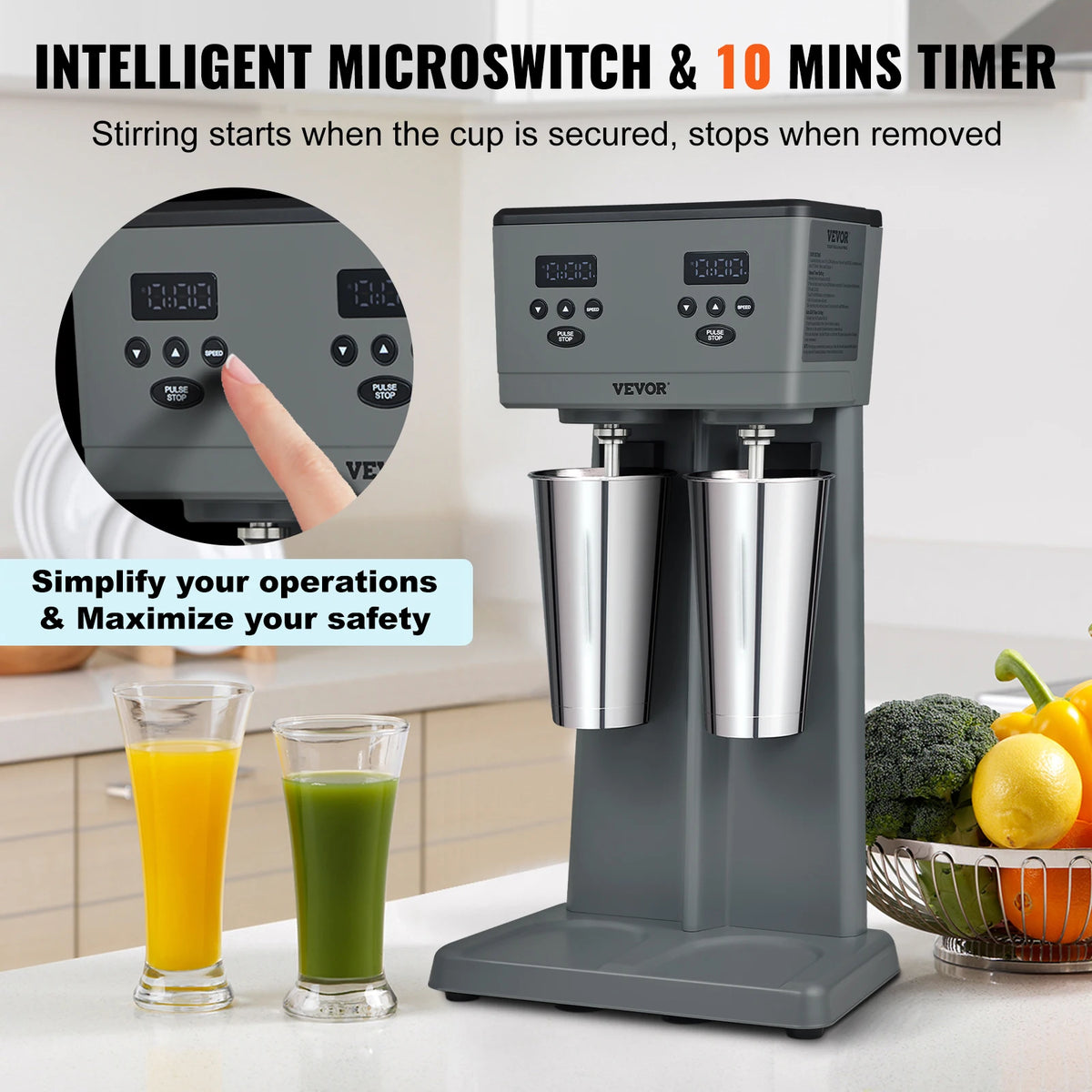 VEVOR Milk shake 375W x 2 Maker Electric Milkshake Machine Commercial Double Heads Drink Mixer Blender Amocart