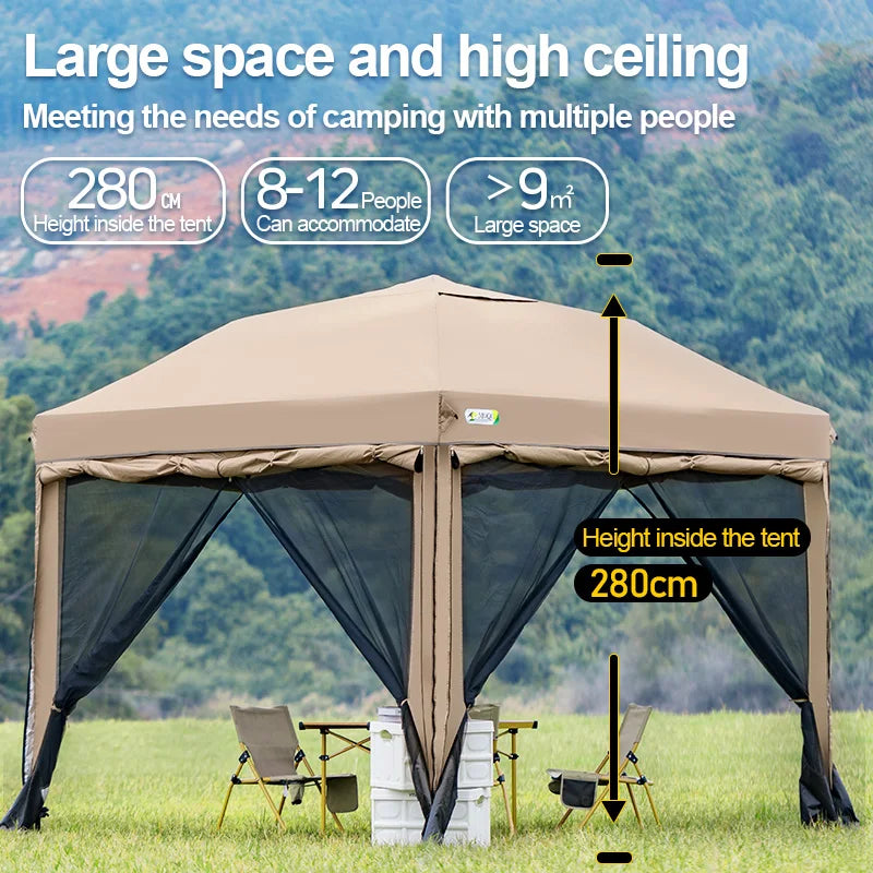Outdoor 10x10 Feet Pop up Canopy Gazebo Tent Straight Leg with 4 Double Layer Sidewall Perfect Instan Event Shelter Air Vent Top