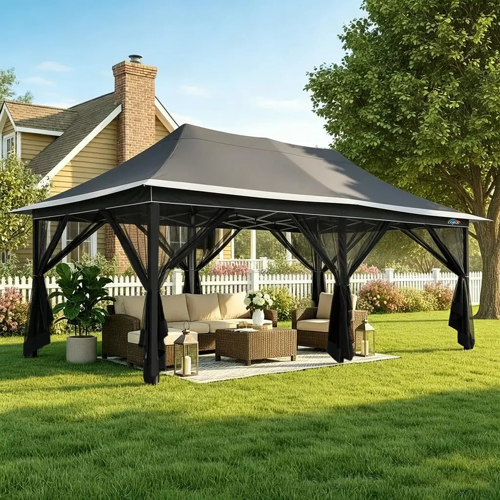 12x20 Pop Up Gazebo on Clearance with Mosquito Netting, Light Gray | Pop Up Canopy Tent, Adjustable Height, Easy, Customized