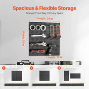 Load image into Gallery viewer, Amocart 24 x 12in 2/4pcs Metal Pegboard Panels Wall Organizer with Hooks Accessories for Garage Tool Storage Craft Room Home
