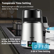 Load image into Gallery viewer, SucceBuy 4L Water Distiller Purifier Filter 1 L/H Distilling Speed Dispenser Drinking Bottle Softener Touch Screen Home Use
