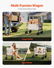 Load image into Gallery viewer, SucceBuy Collapsible Folding Wagon 550lb Load,220L Wagon Cart Converts to Bench Utility Wagon with Adjustable Handle for Camping
