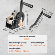 Load image into Gallery viewer, Amocart Hand Winch Heavy Duty Rope Crank with 33 ft Steel Wire Cable and Two-Way Ratchet for Trailer Boat or ATV Towing

