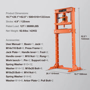 Load image into Gallery viewer, SucceBuy 6/12T Hydraulic H-Frame Garage Floor Adjustable Shop Press with Plates 6T/12T Orange for Garages or Professional Shop
