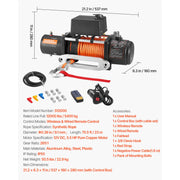 Charger l'image dans la visionneuse de galerie, Amocart 12000 lbs Wireless Electric Winch 12V DC Wired Truck Car Winch with 0.36in x 75.5ft Synthetic Rope for Towing Off-Road
