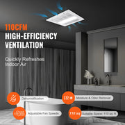 Charger l'image dans la visionneuse de galerie, Amocart Bathroom Exhaust Fan 80/110CFM High-Efficiency Ventilation 1.5sones Low Noise Operation Energy-Saving Bathroom Ceiling
