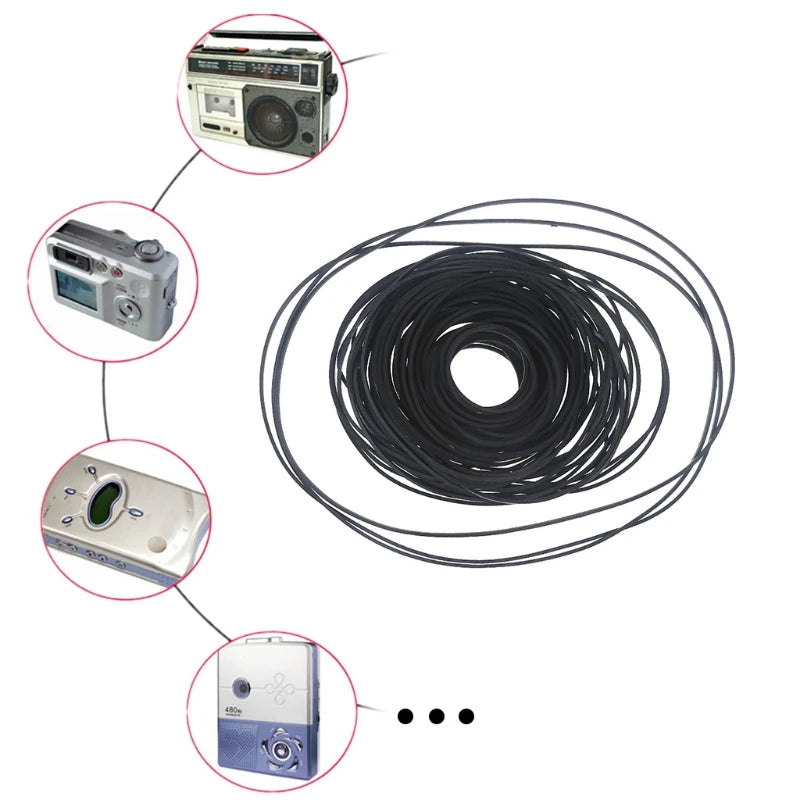 1pack Mix Cassette Tape Replacement Rubber CD DVD Cassette Tape Recorder Turntable Strap Belt For CD-ROM Video Machines