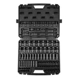 Amocart 90PCs 3/8" Drive Impact Socket Set SAE 1/4"-3/4" and Metric 6-19mm Socket Set 6 Point Cr-Mo Alloy Steel for Auto Repair