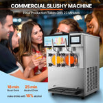 Amocart Commercial Slushy Machine 12L Singal or Double Tanks Cool and Freeze Modes, Stainless Steel Margarita Smoothie Frozen Drink Maker Slushie Machine for Party Cafes Restaurants Bars Home