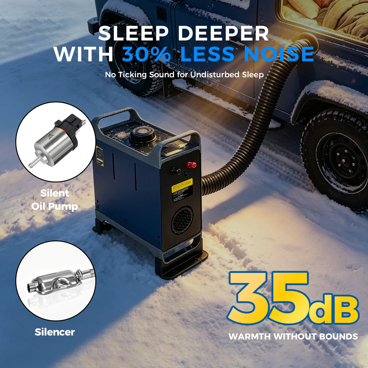 TR B2 Sunster 8KW Diesel Air Heater All-in-One 12V/24V 110-240V Dual Power Portable with Handle Fast Heat No Cold Air 35dB Silent Parking Heater APP LCD for Camping RV Amocart