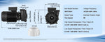 Amocart 2 Speed SPA Pump 48/56-Frame AC110-120V SPA Pump 1.5HP/3HP/4HP High Speed 2'' Port 90° Rotational Interface for Hot Tub