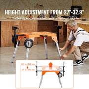 Bild in Galerie-Viewer laden, SucceBuy Miter Saw Stand with Tabletop and Wheels 330lbs Steel Collapsible Rolling Stand for Miter Saw Adjustable Height  Length
