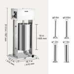 Amocart 10L/15L Electric Sausage Stuffer Stainless Steel Making Sausage Machine Commercial Grade with 4 Filling Funnel for Home