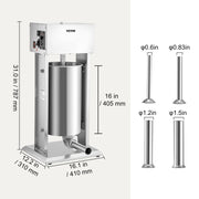Load image into Gallery viewer, SucceBuy 10L/15L Electric Sausage Stuffer Stainless Steel Making Sausage Machine Commercial Grade with 4 Filling Funnel for Home
