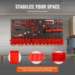 Amocart 30Bin Wall Mounted Storage Bins Parts Rack Organizer Garage with Wall Panels Hooks Plastic Shop Tool for Screw Nails