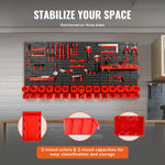 Amocart Wall Mounted Storage Bins 30/48Bin Parts Rack Organizer Garage with Wall Panels Hooks Plastic Shop Tool for Screw Nails