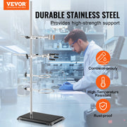 Charger l'image dans la visionneuse de galerie, Amocart Lab Stand Support Laboratory Retort 2 Sets Steel Lab Stand 23.6" Rod Includes Flask Clamps Burette Clamps&amp;Cross Clamps
