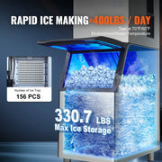 Bild in Galerie-Viewer laden, Amocart Commercial Ice Maker 400LBS/24H Ice Making Machine w/ 330.7LBS Large Storage Bin Auto Self-Cleaning Ice Maker Machine
