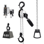 SucceBuy 0.5T/0.25T Manual Lever Chain Hoist 5/10/20 FT Lift G80 Alloy Steel Chain With Dual Pawl Mechanical Brake for Warehouse