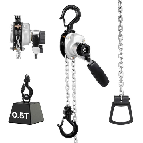 Amocart 0.5T/0.25T Manual Lever Chain Hoist 5/10/20 FT Lift G80 Alloy Steel Chain With Dual Pawl Mechanical Brake for Warehouse