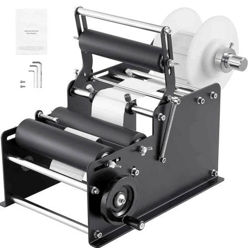 Amocart Manual Round Bottle Labeling Machine 15-20pcs/min Adjustable Labeler Bottles Diameter 0.78-4.72 in (with Pressing Bar)