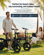 1200W Peak Motor Foldable Ebike, 25 MPH 45 Miles Range, Dual Suspension 14" Tires 3 Speed Modes, Commuter Electric Bike ,Custom