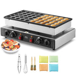 Amocart 50Pcs Mini Dutch Pancake Maker Dorayaki Baker Machine Commercial Non-stick Waffle Maker Dual Temp & Time Control