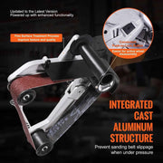 Load image into Gallery viewer, Amocart Belt Sander Adapter for Angle Grinder Pipe Tube Sanding Attachment with 5/8-11" Imperial Thread and 10PCS Sanding Belts
