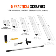 Bild in Galerie-Viewer laden, SucceBuy Drywall Skimming Blade Set 10/16/24/32/40 inch Skimming Blades + 34-81.6 in Extension Handle Pole Stainless Steel Knife
