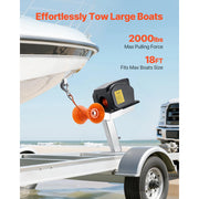 Load image into Gallery viewer, SucceBuy 2000lbs Electric Boat Winch 12V DC 300W with Wired Remote Control Hand Crank Reversible Electric Trailer Winch for Boat - AMOCART
