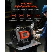 Load image into Gallery viewer, SucceBuy Bench Grinder 8-inch Single Speed Bench Grinder with Induction Motor Adjustable Eye Shield for Fast Sharpening Grinding
