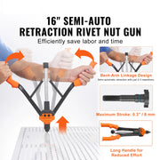 Load image into Gallery viewer, SucceBuy 14" 16" Rivet Nut Tool Rivnut Tool Kit with Metric and SAE Mandrels 70PCS/186PCS Rivet Nuts With Rugged Carrying Case
