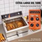 Amocart Commercial Deep Fryer 3000W Electric Turkey Fryer with Basket 30.6Qt Single Tank Countertop Stainless Steel Deep Fryers