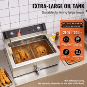 Charger l'image dans la visionneuse de galerie, Friteuse commerciale SucceBuy 3000W électrique pour dinde avec panier 30,6 Qt Friteuses de comptoir en acier inoxydable à réservoir unique
