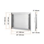 Amocart BBQ Access Door Stainless Steel Flush Mount Door Wall Vertical Door w/ Recessed Handle Grilling Station Outside Cabinet