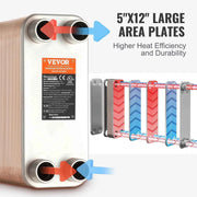 Load image into Gallery viewer, Amocart Heat Exchanger 5"x 12" 80 Plates Brazed Plate Stainless Steel For Floor Heating Water Heating Snow Melting Beer Cooling
