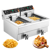 Load image into Gallery viewer, Amocart  12L Electric Deep Fryer w/Dual Removable Tanks Commercial Countertop  Fryer for Chicken French Fries Frying Chips
