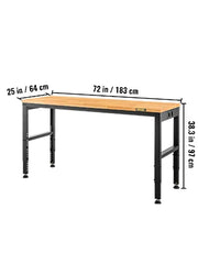 Bild in Galerie-Viewer laden, Amocart 2000 lbs Adjustable Garage Workbench 48/61" L x 20" W Work Table with 28.3"-38.1" Height &amp; Hardwood Top for Office Home
