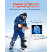 Charger l'image dans la visionneuse de galerie, SucceBuy Electric Ice Auger Cold-Resistant 2 in 1 Cordless Ice Fishing Augers and Earth Auger with 8" Ices &amp; Earth Drill Bit
