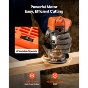 Load image into Gallery viewer, SucceBuy Wood Router 1HP 710W Variable Speed Palm Router Tool with Soft Start Fixed Base &amp;1/4-Inch Collet for Woodworking Corded - AMOCART
