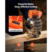 Load image into Gallery viewer, Amocart Wood Router 1HP 710W Variable Speed Palm Router Tool with Soft Start Fixed Base &amp;1/4-Inch Collet for Woodworking Corded
