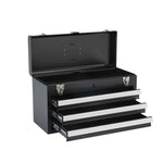 Amocart 20in 3-Drawer Metal Tool Box Black/Red Tool Chest with EVA Liners Multifunction Tool Organizer for Garage & Workshop