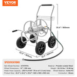 Amocart Hose Reel Cart 250ft Heavy Duty Garden Water Yard Planting w/ Basket Effortless Roll-up  Versatile Application Steel