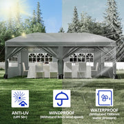 Load image into Gallery viewer, 10x20FT Pop Up Canopy Tent, Heavy Duty Wedding Party Tent Commercial Grade Instant Shelter with Removable Sidewalls for Outdoor, Parties, 3 Height, Carry Bag, Sandbag Gray
