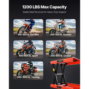 Load image into Gallery viewer, Amocart 1200lbs Motorcycle Lift Wide Deck Motorcycle Scissor Jack Heavy Duty Steel Bike Repair Center Stand for ATV, Dirt Bikes
